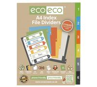 A4 File Divisori Per Anello Leganti 1-6 Index 50% Riciclato Plastica X 4 Pack
