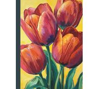 A4 Floral Notebook: Bright Yellow Cover with Red Orange Tulips Aesthetic for Sketching, Journaling, and Note-Taking | Softcover & Hardcover Lined ... of White 8mm College Ruled Paper with Margin