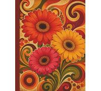 A4 Floral Notebook: Groovy 70s Floral Lined Journal: Vintage Aesthetic Flower Power Note Book with Earthy Psychedelic Art for School, Office, and Daily Writing | 180 Cream Ruled Pages