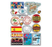 A4 Foglio Adesivo Spagna Adesivi in Vinile - Spagnolo Barcellona Benidorm Ibiza Madrid Luoghi di interesse City Beach Flag Mappa Vacanze Valigia Bagagli Scrapbook Cultura Viaggio #78879