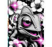 A4 Graph Notebook - Cute Neon Chameleon Cover (Pink Glow): Grid Journal for Math, School, Science & Notes: Large A4 Graph Notebook with Square Grid ... Science, Drawing & Technical Work