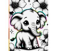 A4 Graph Paper Notebook - Cute Neon Baby Elephant Cover (Multicolor Glow) - Grid Journal for Math, School, Engineering & Notes: Large A4 Grid Notebook ... Drawing, Planning & Technical Work