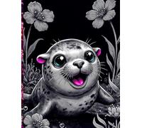 A4 Graph Paper Notebook - Neon Energetic Baby Seal Cover - Grid Journal for Math, School, Science & Notes: Large A4 Grid Notebook with Square Graph ... Drawing, Planning & Technical Work