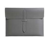 A4 Leather Document Bag,Interview File Folder, Paper Organiser Storage,Business Office For(Grey)