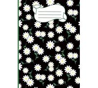 A4 Lined Exercise Book with Ditsy Daisy Cover: 96 Page | 8mm Feint Ruled | Floral Daisy Black Composition Notebook | Journal | Diary | Perfect for Students, Work or Personal Use