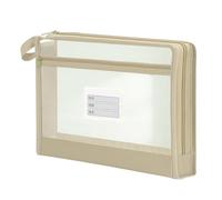 A4 Mesh Storage Pouch - Clear Double Layer Large Capacity Organizer, Durable Transparent Build, Smooth Zipper Closure Design, Lightweight Carry Structure | Student Document File Homework Test Papers