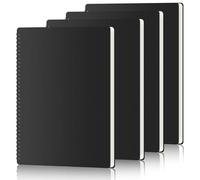 A4 Notepad, 4 Pack Spiral Notebook A5 Lined Paper 21x29cm 50 Sheets/100 Pages Spiral Notebooks Hardcover Notepad for Office School Business Black