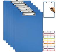 A4 Portablocco Plastica, 6 Pezzi Clipboard A4 con Clip in Metallo e Etichette, A4 Portablocco, Portablocco Formato A4 con Ferma Documenti, per Ufficio Avvocati Cucina e Scuola (Blu)