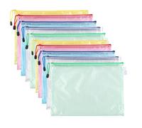 A4 Portadocumenti con cerniera, 5 colori Cartella portadocumenti in PVC trasparente,Portadocumenti con cerniera in rete per viaggi, per ufficio, viaggi, forniture (10 pezzi)