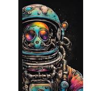 A4 Steam Punked Notebook - Multi Coloured Astronaut on Black: lined paper 106 pages