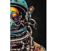 A4 Steam Punked Notebook - Multi Coloured Wraparound Astronaut on Black: lined paper 106 pages