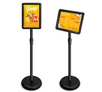 A4 Supporto per espositore regolabile, supporto per poster, struttura a scatto, supporti per esposizione in alluminio a pavimento, rack pubblicitario sostituibile (Black02, A4)