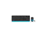 A4 Tech FG1010 - Tastiera multimediale turca FN 2,4 G Q + mouse ottico 2000 DPI nero/blu