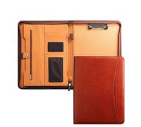A4 Writing Pad Clipboard Leather Work Portfolio for Men and Women Brown