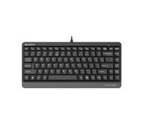 A4tech FKS11 - Tastiera full-size nera, design ergonomico, resistente agli schizzi, tasti multimediali, battute silenziose, USB plug-and-play, per ufficio e casa