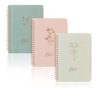 A5 3 Pezzi Quaderni a Spirale Estetici per Donne, Quaderni a Righe con Linee Orizzontali per College con Copertina Rigida, Quadernini di Journaling Carini con Grande Tasca e Pagine Righeate, Morandi