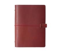 A5 A6 A7 Handmade Vintage Leather Cowhide Loose-leaf Notebook Ledger Travel Book Pocket Per scrivere e prendere appunti(A5-red)