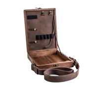 A5 Artist Storage Box - Walnut Wood Messenger Case, Portable Writing Tool Organizer, Multipurpose Wooden Bag, Brush Holder | Compact Boxs with Strap for Painting Drawing Study Work and Daily Use