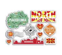 A5 Foglio Adesivo Macedonia del Nord Adesivi in vinile - Bandiera Paese Vacanze Mappa Viaggio #78470