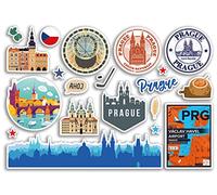 A5 Foglio adesivo Praga Punti di riferimento adesivi in vinile - Repubblica Ceca Francobolli Aeroporto Bandiera Skyline Viaggi Vacanze Scrapbooking Città Bagagli #79122