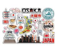 A5 Foglio di Adesivo Osaka Adesivi in vinile - Giappone Giapponese Punti di riferimento Vacanza Timbro Estate Mappa Bandiera Viaggi Città Dei Bagagli Scrapbooking #79037