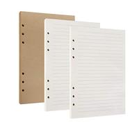 a5 Inserti Confezioni di Ricarica, 6-Hole Agenda ad Anelli Refill Paper per Diari Note Raccoglitori, 2 Pacchi x 80 Fogli a Righe Pagine Bianche e 1 Pacco x 80 Fogli a Pagine Kraft Vuote