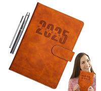 A5 Leather Notebook, Agenda Planner, Daily Schedule Notebook, Goal-Oriented Notepad, Start Anytime Journal, Leather Cover Organizer, Business Notebook, Productivity Planner, 1 Page Per Day, Flexible