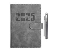 A5 Leather Notebook, Agenda Planner, Daily Schedule Notebook, Goal-Oriented Notepad, Start Anytime Journal, Leather Cover Organizer, Business Notebook, Productivity Planner, 1 Page Per Day, Flexible