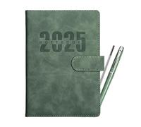 A5 Leather Notebook, Agenda Planner, Daily Schedule Notebook, Goal-Oriented Notepad, Start Anytime Journal, Leather Cover Organizer, Business Notebook, Productivity Planner, 1 Page Per Day, Flexible