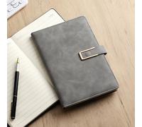 A5 Leather Notebook with Refillable Pages, Vintage Business Planner and Writing Journal with Metal Buckle for Office, Travel, and Study