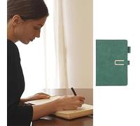 A5 Leather Notebook with Refillable Pages, Vintage Business Planner and Writing Journal with Metal Buckle for Office, Travel, and Study