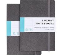 A5 Notebook Hardback, Luxury Lined Exercise Books, 130 Perforated Pages, 2 Pack Steel Grey, Notebook A5 Lined for Work & School Books