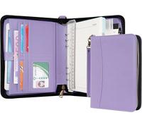 A5 Portfolio Agenda Con Anelli E Cerniera - Quaderno in Pelle PU Con Blocco Note