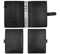 A5 PU Pelle, Valigetta Multifunzione con Attacco a 6 Anelli, Portafoglio Investimenti, Adatta per Scuole, Case e Uffici(Nero)