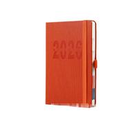 A5 - Punch Schedule This Time Management Business Notebook-Schedule Book = Vertical Strap = Orange