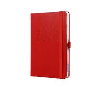 A5- Punch Schedule This Time Management Business Notebook-Schedule Book = Vertical Strap-red