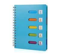 A5 Quaderni Spirale con Separator, Quaderno con Divisori con Etichette di 5 Colori per 5 argomenti, Taccuino ad Anelli con Rilegatura a Doppia Spirale di Separatore, per Scuola Ufiicio o Casa, Blu
