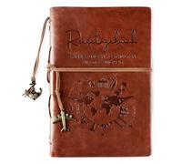 A5 Quaderno Taccuino Agenda da Viaggio in Pelle, Vintage, ad Anelli, Pagine Removibili, Diario Vintage Scrapbook Travel Journal Diary Regali Laurea Ragazzi Amici Donna (Marrone-B-Lingua Tedesca)