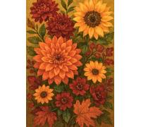 A5 size (5.8 x 8.3 in) 100 page lined notebook - A mix of vibrant Autumn flowers