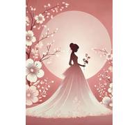 A5 size (5.8 x 8.3 in) 100 page Wedding themed 'To Do List' notebook - A silhouette of a bride wearing a long flowing dress on a plain red background
