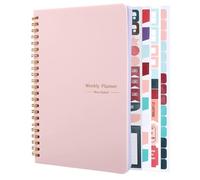 A5 Weekly Planner,52 Pagine Planning Settimanale Non Datata Agenda Settimanale A5 Spirale To-do List Quaderno a Spirale Agenda con 4 Fogli Adesivi Planner Rosa