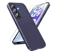 A55, custodia in carbonio con pellicola protettiva per Samsung A55 5G, custodia rigida ultra sottile in policarbonato ibrido per Samsung Galaxy A55 5G, antiurto, a 360 gradi (blu)