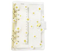 A6 A5 6-fori colorato PVC copertina rotonda anello View raccoglitore con chiusura a bottone a pressione cartella file (Yellow Daisy, A6 mini set)