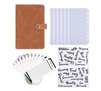 A6 Leather Budget Binder With 8 Zipper Envelopes 2 Stickers Soft PU Notebook Planner Cover Album Per scrivere e prendere appunti(COLOR4)