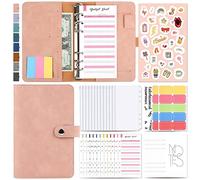 A6 Ring Binder Budget Planner - Quaderno a fogli sciolti con 6 fori tasche per astuccio buste denaro di bilancio e adesivi etichette
