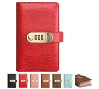 A6 Savings Notebook with Lock, Money Budget Binder Journal Cash Envelopes | Adult Password Protected Document Organizer Kit, PU Locking Planner for Bank Receipts Cards Bills Souvenir Notes(Red)