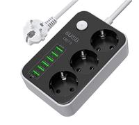 A66C 3 Casella Multipresa Ciabatta Presa da Tavolo + 6x Caricatore USB