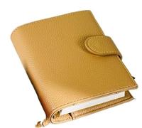 A7 Pu Leather Binder 6 Ring With 45 Sheets PU Clip-on Notebook Loose Leaf Journal Kawaii Per scrivere e prendere appunti(L.brown with line)