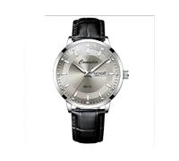 (A70 black leather gray surface) Automatic Skeleton Men's Watch Luminous Dual Calendar Waterproof Business Wristwatch