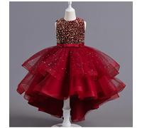 A88 Abito in rete per bambini Abito senza maniche per ragazze Abiti da principessa per feste da sera per matrimoni rosa per ragazza per bambini